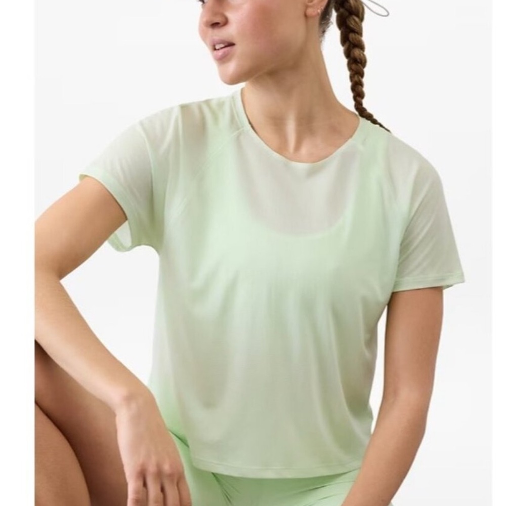 NWOT Athleta Grind Knit Tee - Green Size XL Activewear Top
